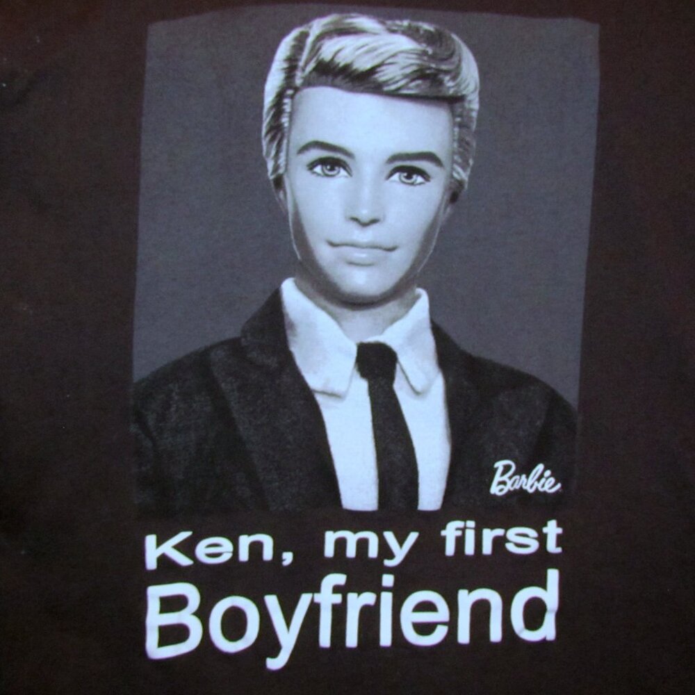 T-SHIRT "KEN, MY FIRST BOYFRIEND" For BARBIE LOVERS, RARE 2014 MATTEL, S-M BLACK